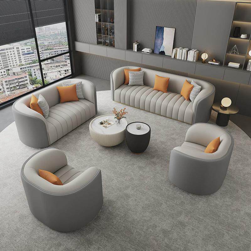 现代简约布艺沙发轻奢办公室接待沙发椅商务酒店大堂休闲区小沙发