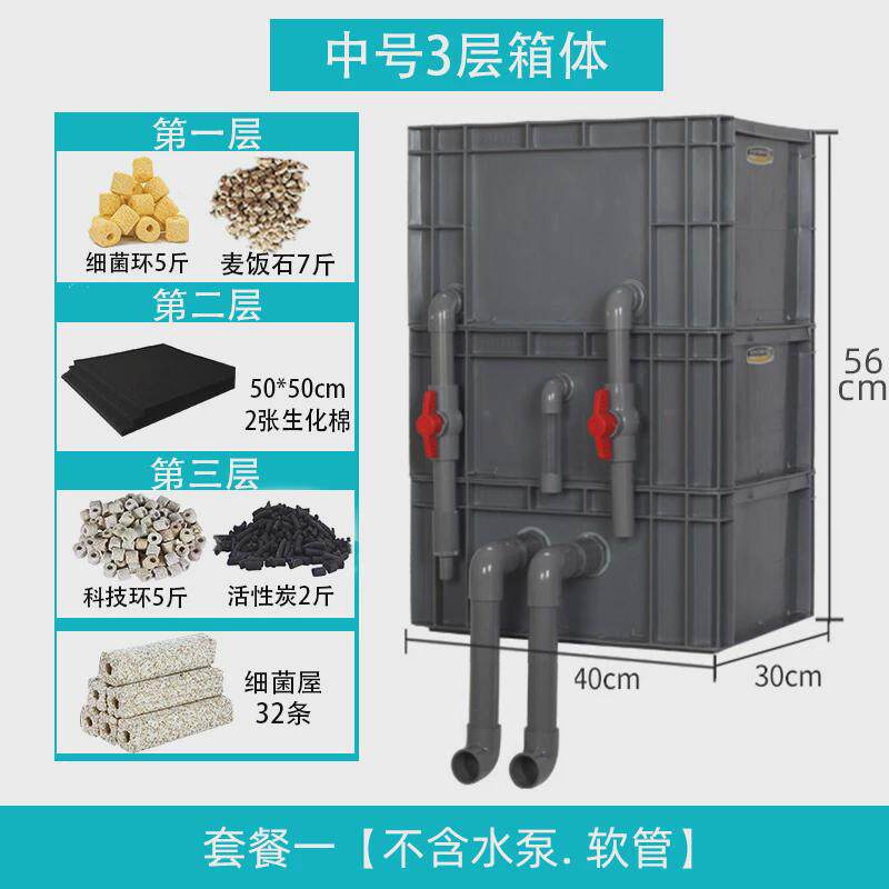 鱼缸过滤器净水循环三合一系统盒养鱼用品大全龟滴流干湿分离配件