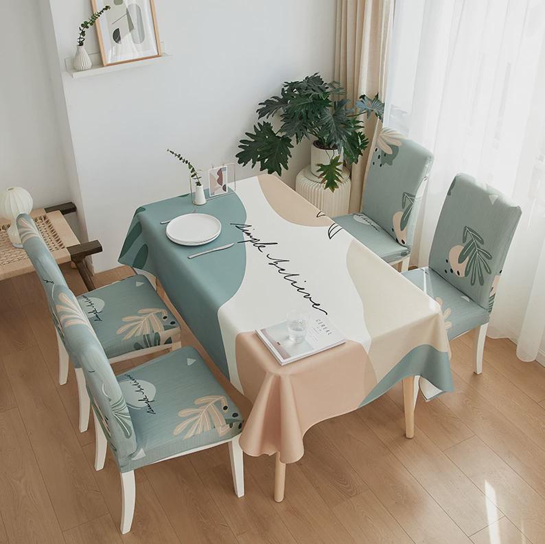 9QXC2024餐桌布椅子套罩套装可爱ins风小清新凳子套台布茶几