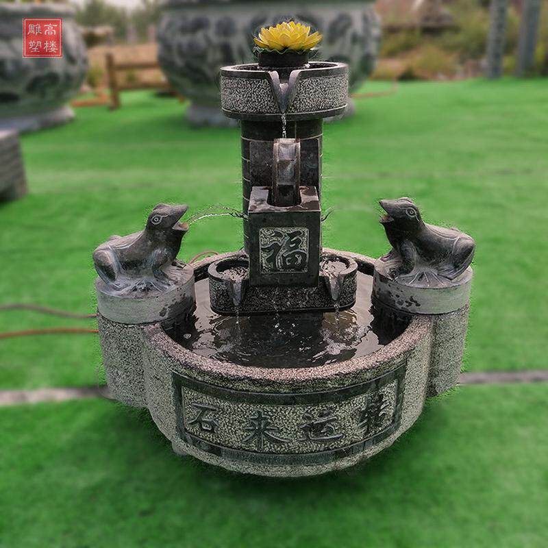 石雕流水摆件仿古花盆石材流水庭院商场室内落地流水组合老石槽