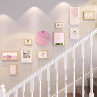 北欧照片墙带钟表客厅INS沙发背景悬挂画创意组合大尺寸壁挂画