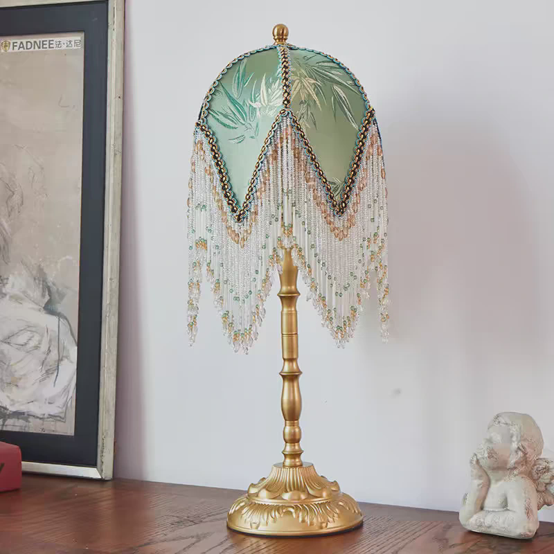 美式复古卧室流苏台灯轻奢vintage客厅书房床头氛围灯具casa照明