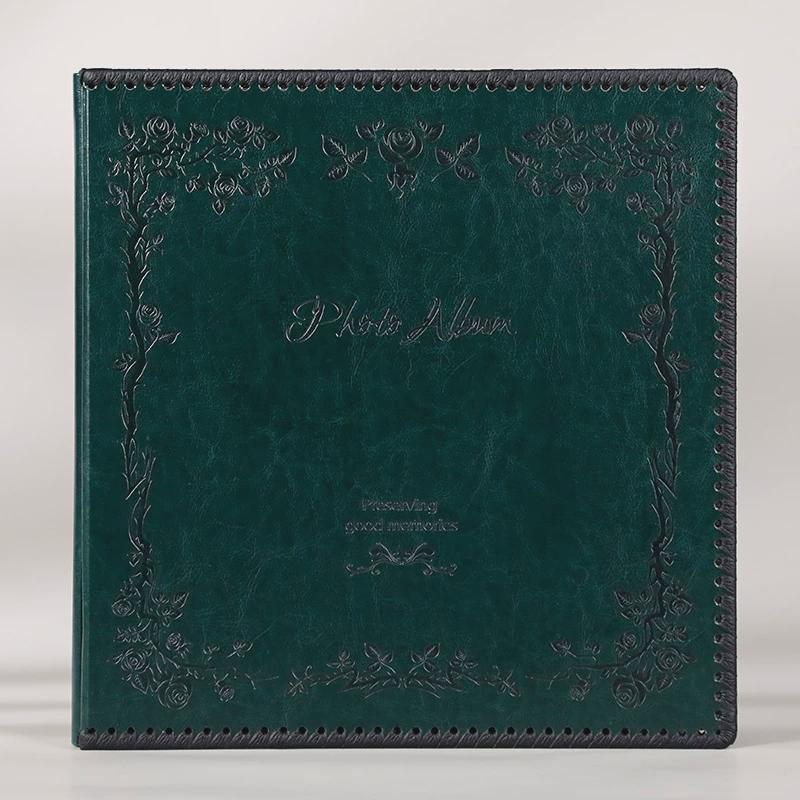 DIY高档PU皮革相册手工穿边自粘复古影集粘胶覆膜相册本创意礼品