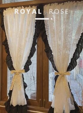 法式赫本风复古洛可可窗帘落地窗荷叶边梦幻纱帘卧室客厅轻奢美式