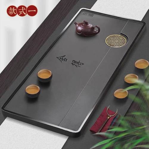 热销alj6天然整块乌金石茶盘排水大小号茶台茶室简约家用中式单层