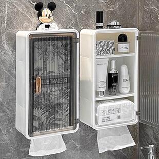 卫生间厕纸盒防水免打孔厕所壁挂纸巾盒浴室洗脸巾收纳置物架多层