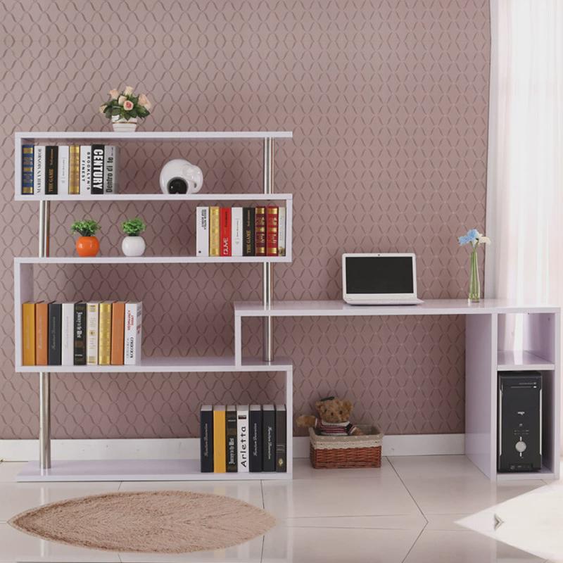 转角书桌书柜一体台式电脑桌卧室学生写字桌子旋转电脑桌带书架桌