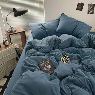 纯色水洗棉被套单件150x200x230cm床上四件套被罩被单三件套床笠