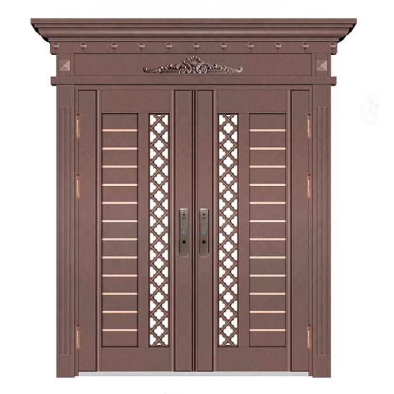 别墅制作304不锈钢门罗马柱彩板铜门厂家豪华进户入户双开大门