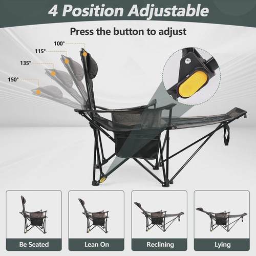 斜倚野营椅带便携式托舒适休闲沙滩椅脚折叠野营椅成人多角度