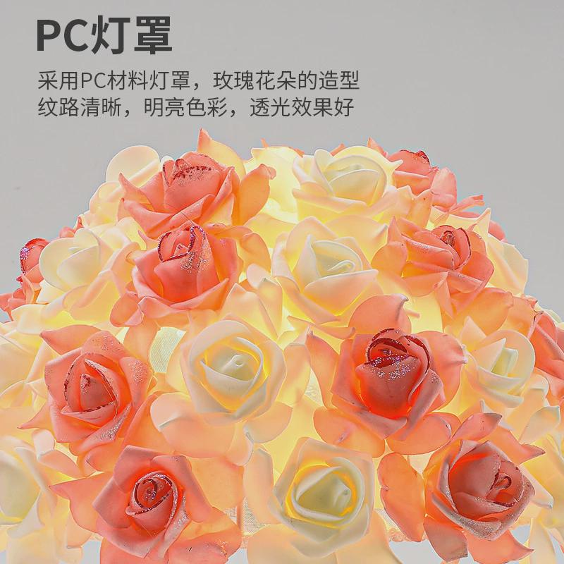 玫瑰花水晶网红床头灯创意婚庆婚房夜灯简约温馨装饰台灯卧室台灯