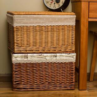 橱柜收纳筐藤编家用收纳箱原木收纳框客厅柜子衣物整理储物箱