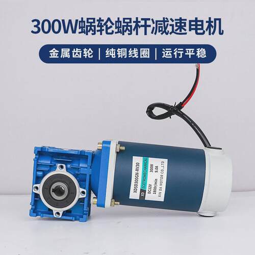 300W蜗杆减速电机12V24v可调速大力矩正反转RV30大功率电动机马达