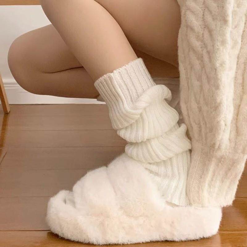 白色针织腿套y2k春秋季jk日系半截小腿袜套堆堆袜女冬季保暖护腿