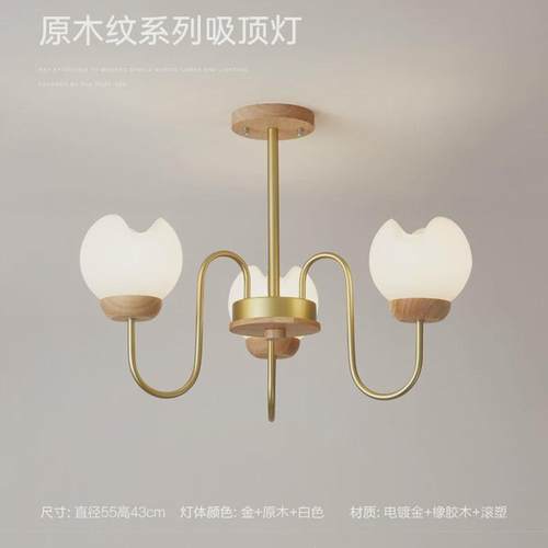 奶油风大气温馨家用原木客厅吊灯北欧现代简约主卧灯创意个性灯具