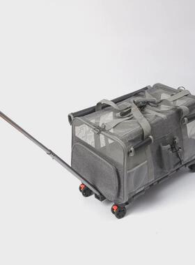 宠物拉杆箱猫包大容量两只便携两厢隔离宠物外出包一件起批