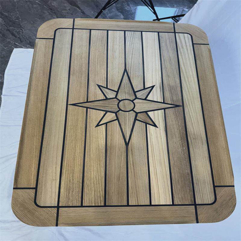 长方形圆角柚木桌面台面星形图案510x750mm游艇房车船舶配件