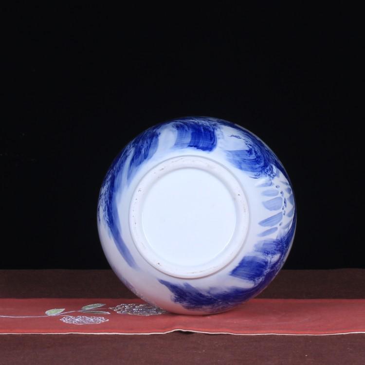 名家陶瓷花瓶景德镇手绘青花瓷釉下彩青花山水福筒花瓶客厅摆件