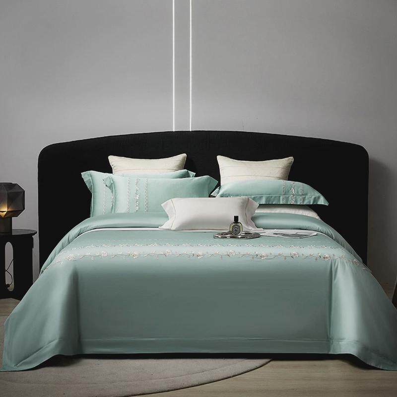 高端裸睡140s长绒棉绣花四件套结婚陪嫁四件套床单四件套礼品双人