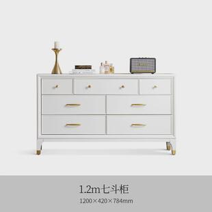 3ew1实木梳妆台收纳柜一体卧室主斗柜化妆台轻奢风床头化妆桌白色