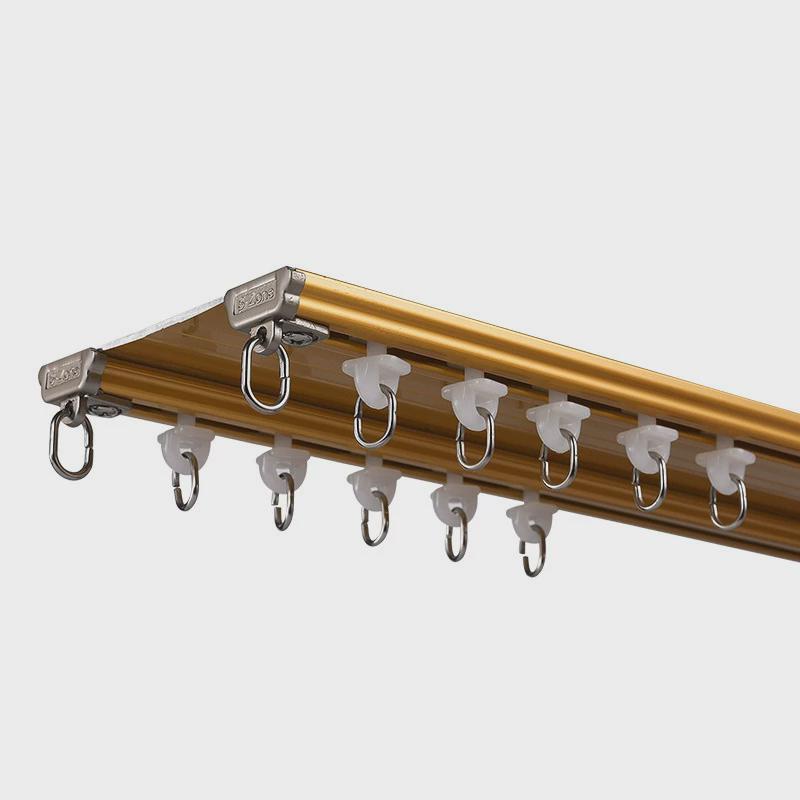 神州禹业厂家超薄款铝合金静音窗帘直轨滑轨导轨双轨内开飘窗轨道