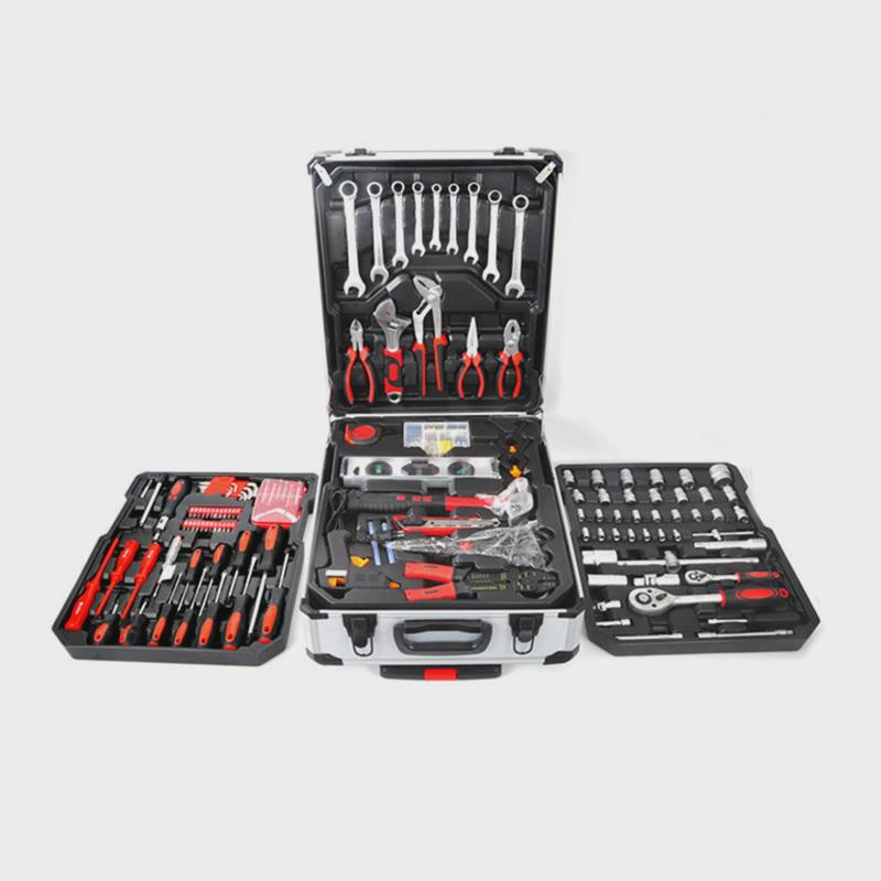 187-9套柄铝箱组合扳手家用五金工具接机修汽保套筒套装杆转换头