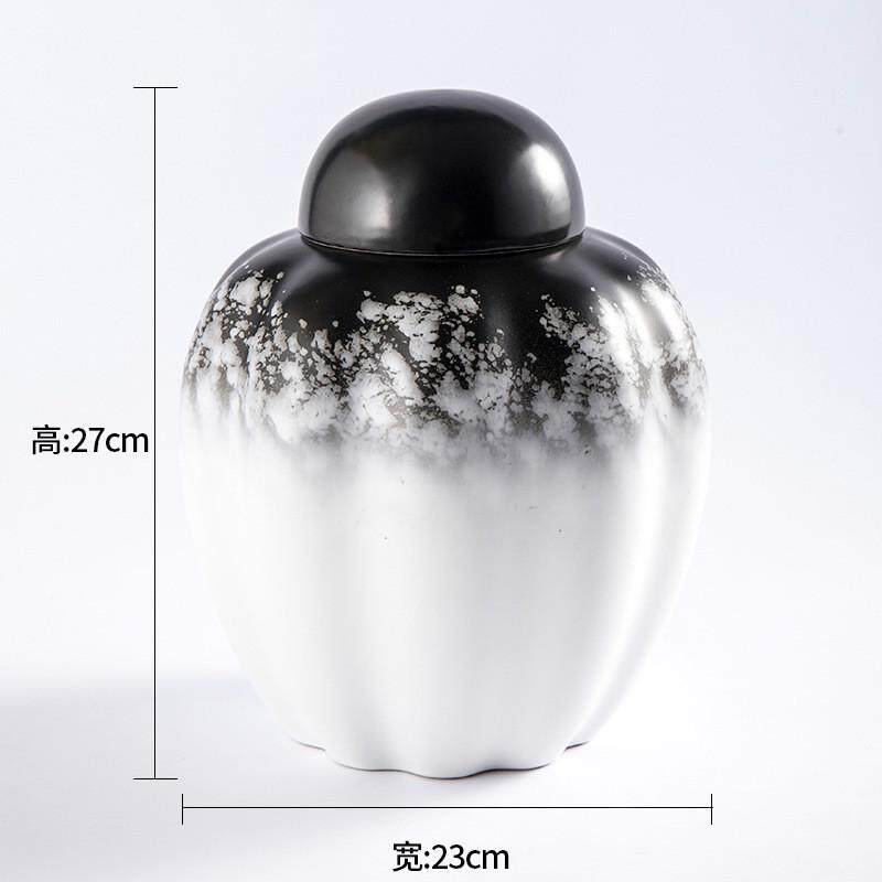 现代创意储物罐房间软装饰品客厅家居陶瓷花瓶干花插花器样板摆件