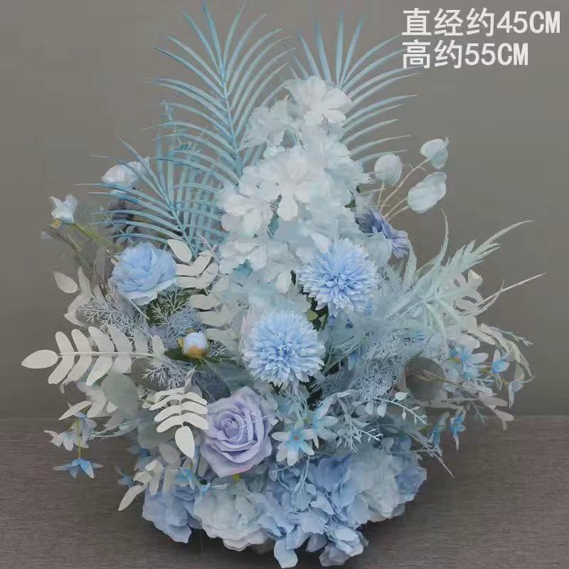 新款婚庆大款地排花仿真绢花成品花艺尤加利花排t台路引婚礼装饰