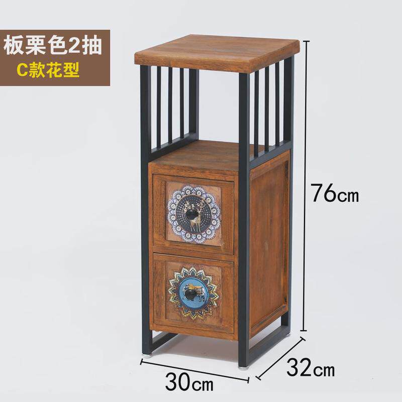 HF2X美式角柜复古斗柜收纳柜客厅夹缝置物架实木沙发卧室窄边柜小