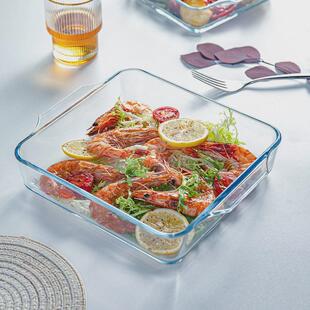 烤箱专用透明加厚高硼耐热玻璃烤盘烤碗焗饭盘微波炉用菜盘鱼盘
