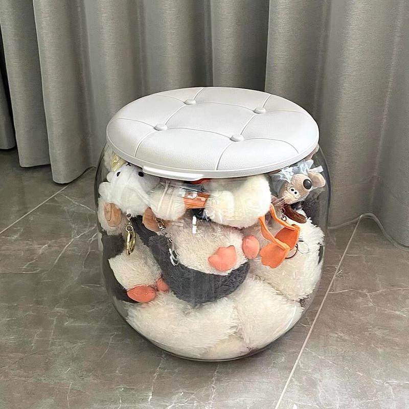 娃娃收纳桶玩偶收纳箱毛绒玩具收纳神器公仔凳子储物凳整理筒透明
