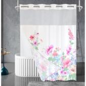 双层大环数码 防水遮挡浴室帘酒店花草 印花防水浴帘半幅浴室帘款