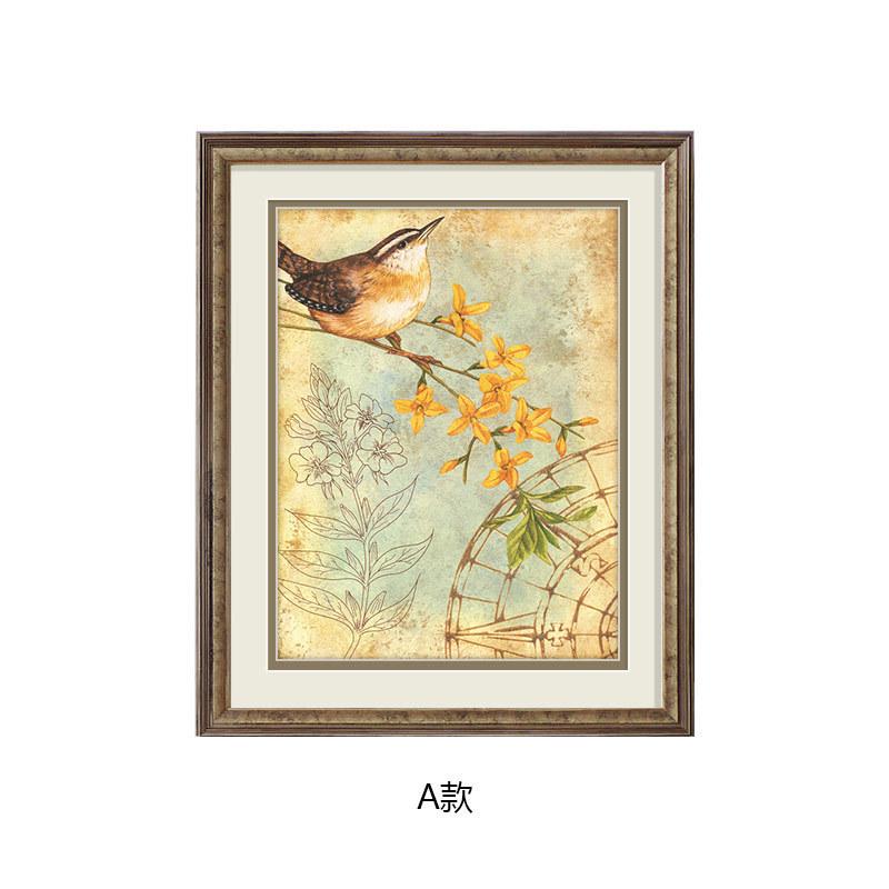 美式乡村复古田园卧室装饰画客厅沙发背景墙挂画餐厅墙画花鸟壁画