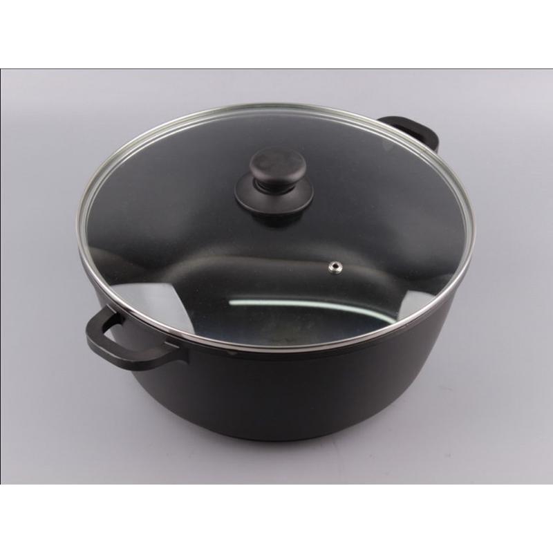 bg54韩式铸铝汤锅不粘锅双耳锅加厚复底锅平底锅电磁汁焖锅三