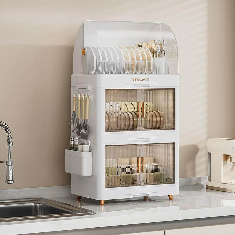 碗碟收纳架碗架沥水餐具双层碗柜家用带盖塑料碗箱厨房碗筷置物架,厨房/烹饪用具,碗架,淘宝优惠券,粉丝福利购,淘宝优惠卷