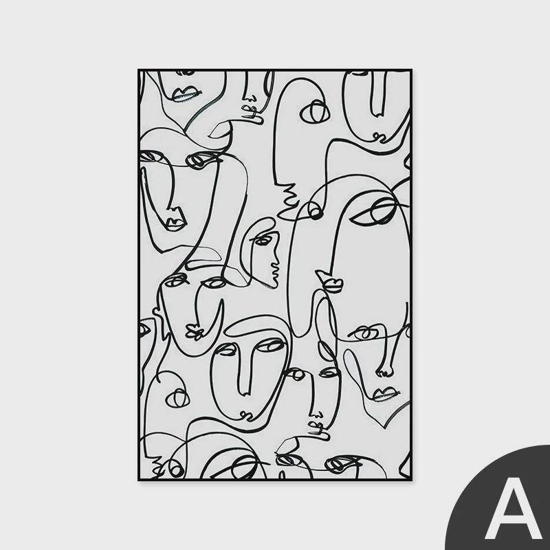 画白灰装饰画简欧艺术抽象人像落地黑餐客厅玄关沙发背景墙壁挂画