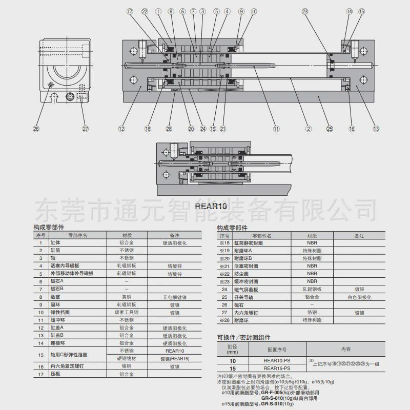 smc杆无正弦气缸rebr25-150-200-250-300-350-400-450-500~700正