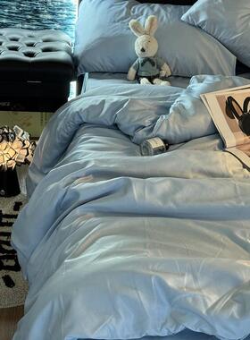 9WOR春夏季刺绣冰丝床上四件套可爱狗狗丝滑裸睡宿舍床单被子套三