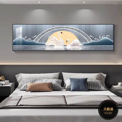 卧室装饰画床头挂画温馨福鹿墙画背景墙壁画轻奢客厅主卧现代简约