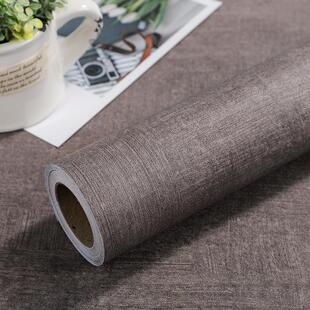 加厚深灰色布纹木纹纸自粘贴纸具翻新亚麻居背景墙纸壁纸贴