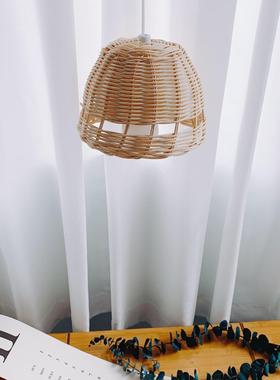 ins吊灯儿童房藤编北欧风民宿真藤编织装饰手工编织灯罩摄影道具