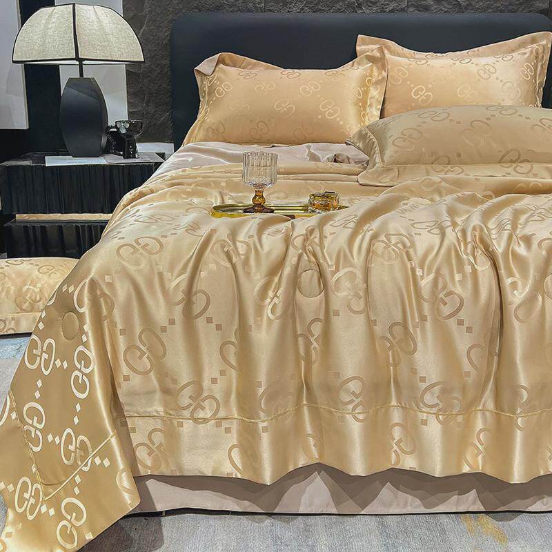 高端水洗冰丝天丝提花夏被四件套凉爽丝滑夏季床上用品家用款