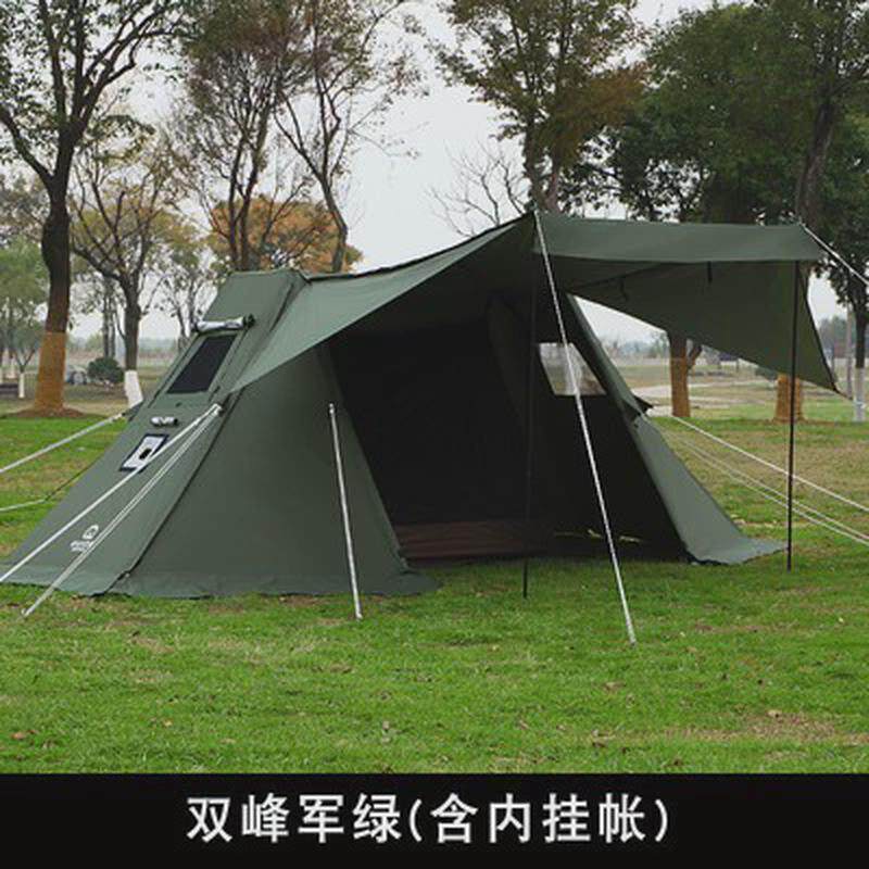 露营帳双峰天幕涂银布遮阳篷帐篷烟囱户外野营炊事帳超大防水牛津