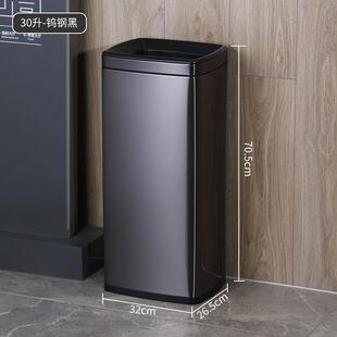 JiR20升30升商用垃圾桶加大容量高款方形无盖直投不锈钢酒店卫生