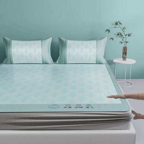 冰丝凉席夏季三件套空调席款可折叠床席家用夏天1.8米床笠席子