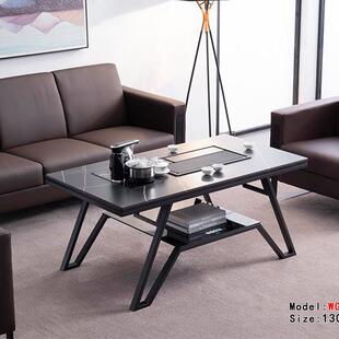 大理石功夫茶几办公室茶具套装一体简约火烧石茶几自动上水茶桌台