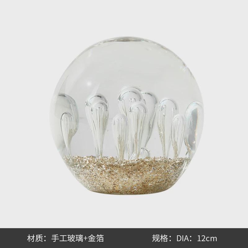 现代简约金泡桌面轻奢摆件时尚样板间客厅酒柜玻璃球创意家居饰品