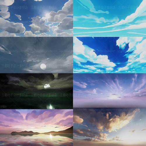 Unity3d风格化卡通天空盒子 HDRI 夜晚白天多云日落阴天纹理 9481