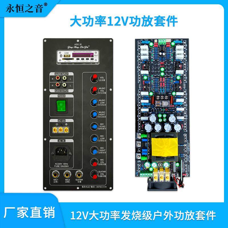 12V功放户外拉杆音箱广场舞功放板大功率蓝牙Ok唱歌吉他功放套件图片