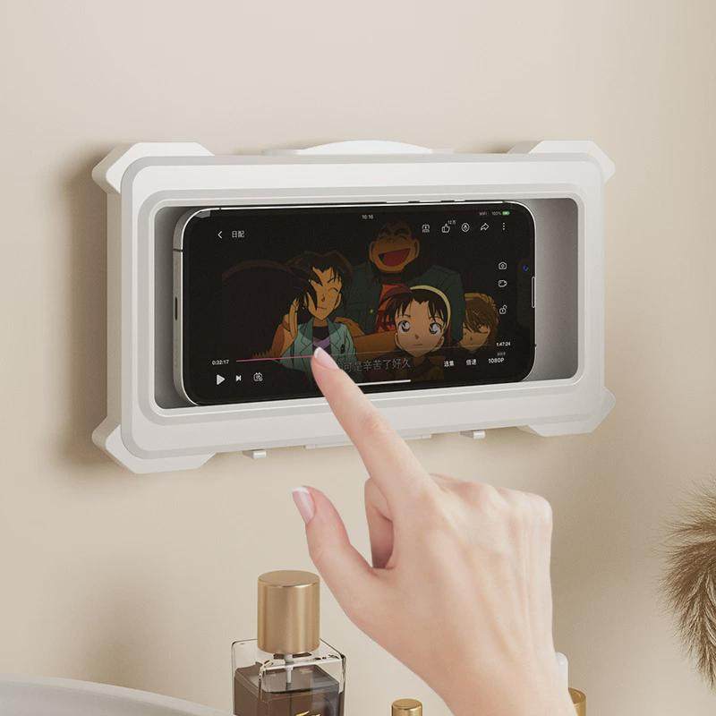 防水追盒浴室免打孔壁挂旋转洗澡手机支架剧神器平板卫生间置物架,收纳整理,整理架/置物架/收纳架,淘宝优惠券,粉丝福利购,淘宝优惠卷